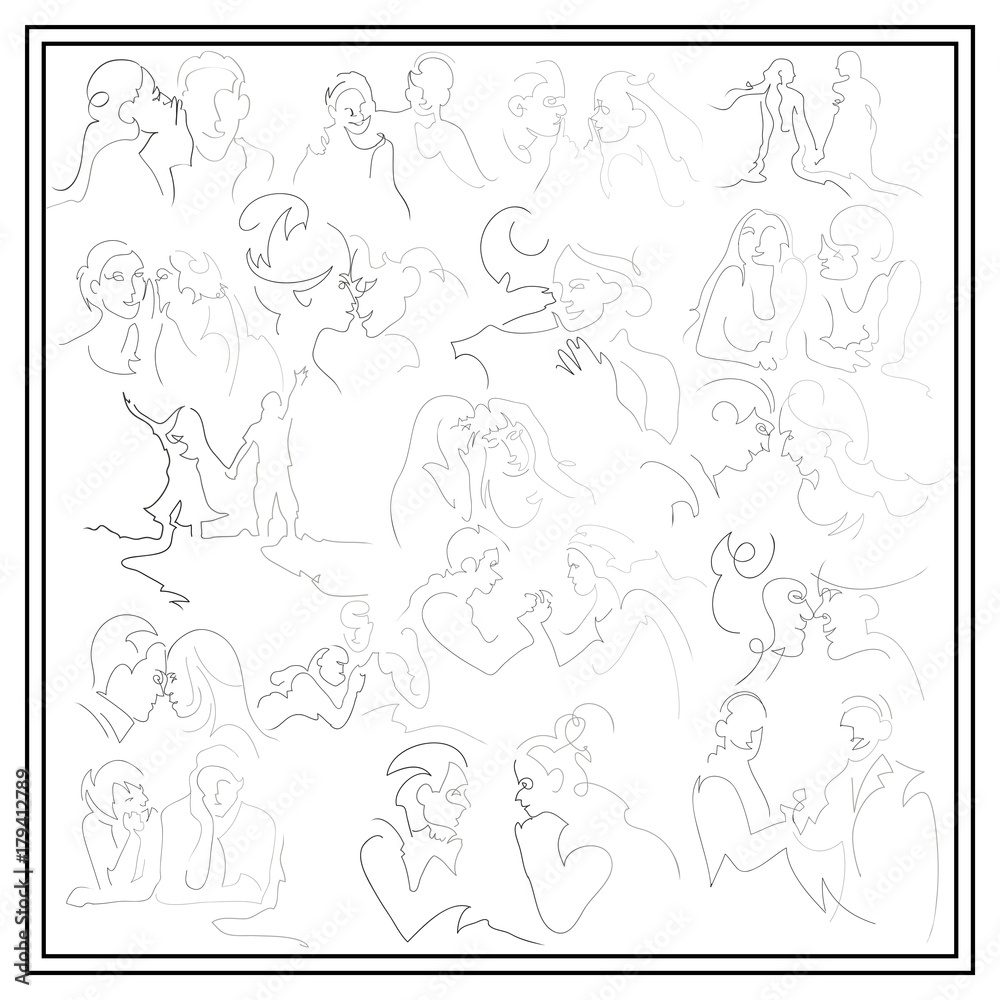 Graphic illustration with human relations_set Graphic illustration with human relations_set