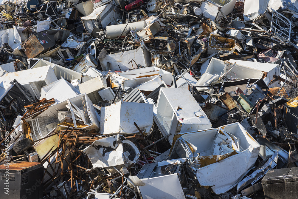 Scrap metal recycling facility, Wilmington, North Carolina, USA. Stock Photo Adobe Stock