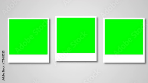 Polaroids frames with green screen for your photo. 3d rendering photo