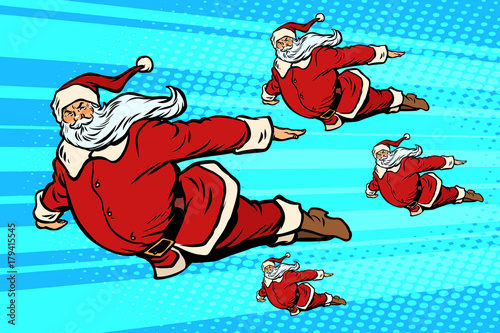 Santa team is flying in the sky