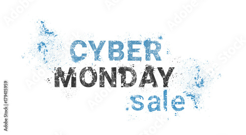 Cyber Monday Sale Grunge Text on White Background Shopping Promo Poster Vector Illustration