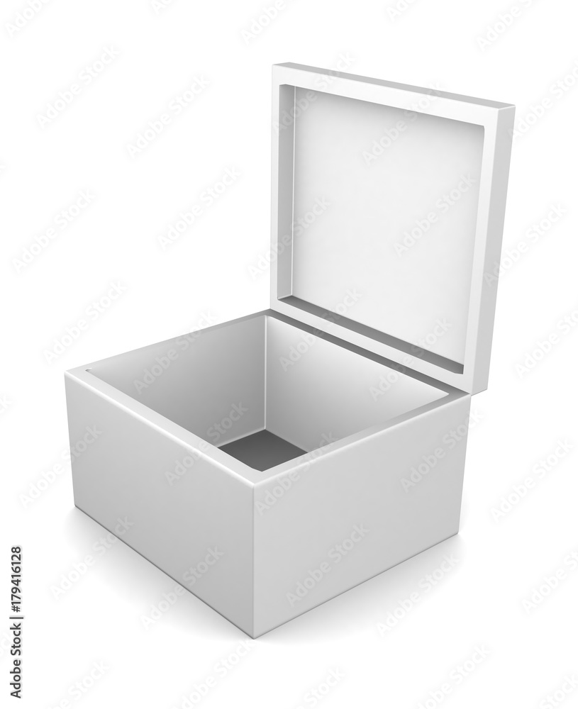Realistic white box isolated on white background. 3d illustration Realistic white box isolated on white background. 3d illustration