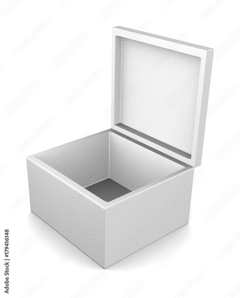 Realistic white box isolated on white background. 3d illustration Realistic white box isolated on white background. 3d illustration