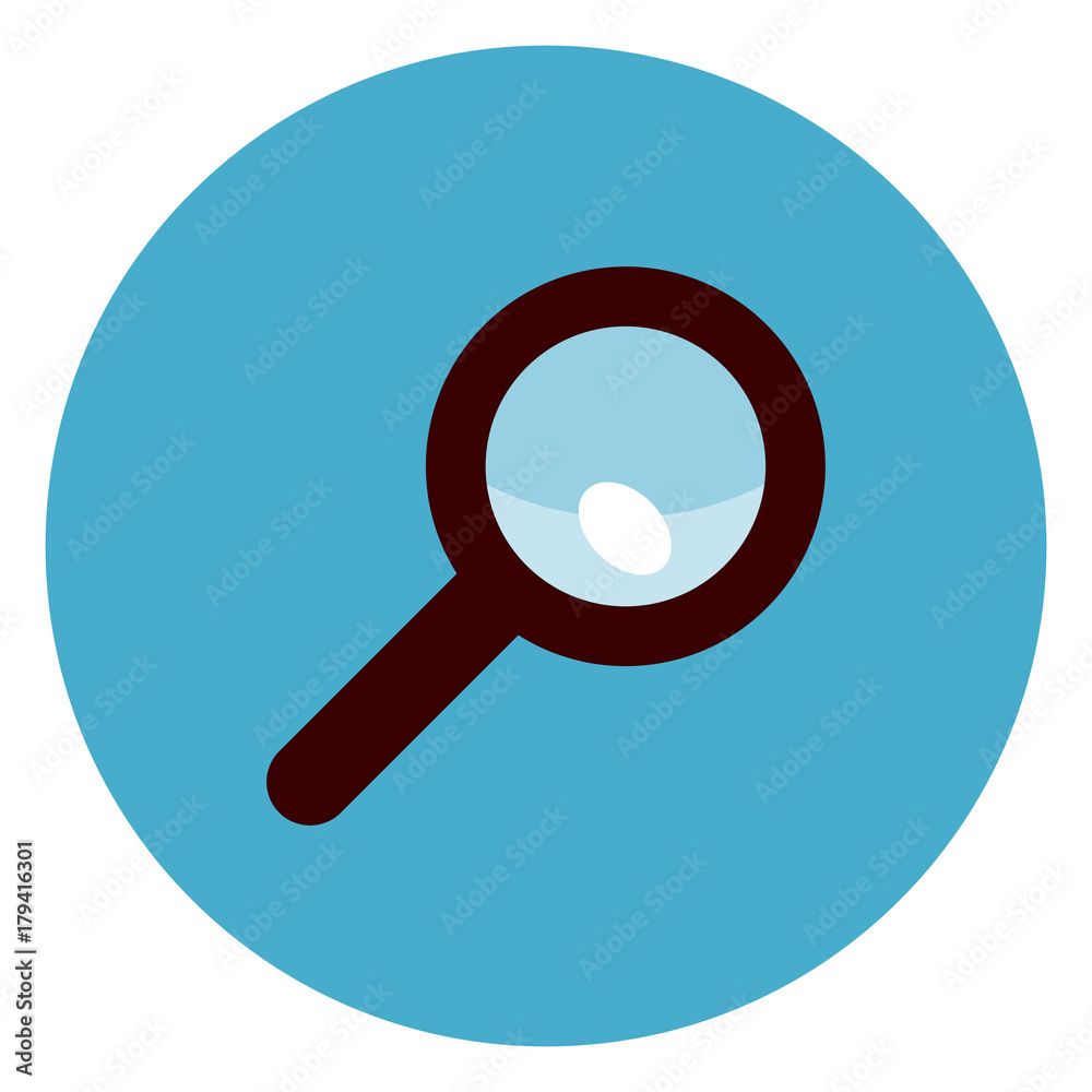 Magnifying Glass Icon On Round Blue Background Flat Vector Illustration Magnifying Glass Icon On Round Blue Background Flat Vector Illustration