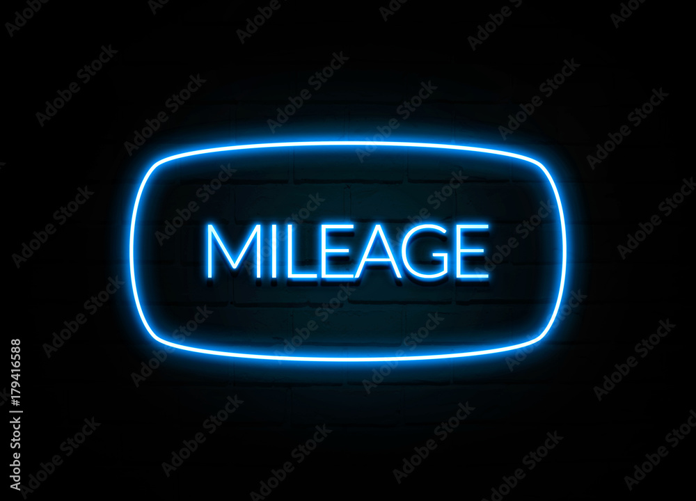 Mileage - colorful Neon Sign on brickwall Mileage - colorful Neon Sign on brickwall