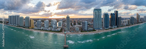 Aerial image Sunny Isles Beach FL pier and sunset © Felix Mizioznikov
