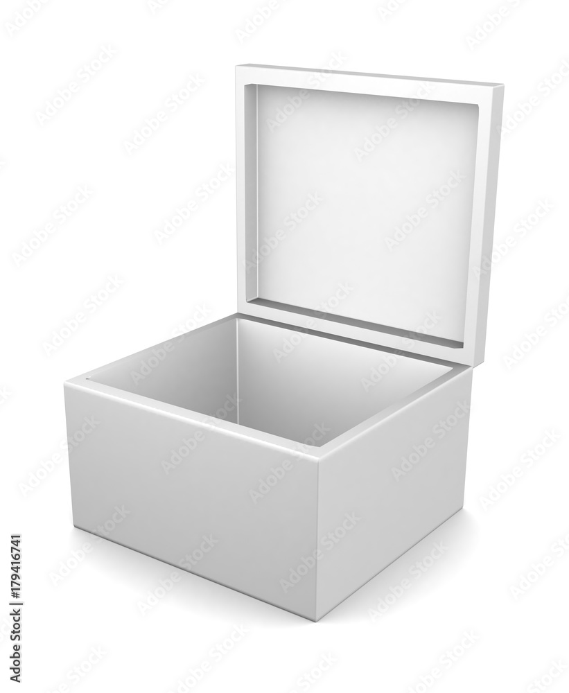 Realistic white box isolated on white background. 3d illustration Realistic white box isolated on white background. 3d illustration