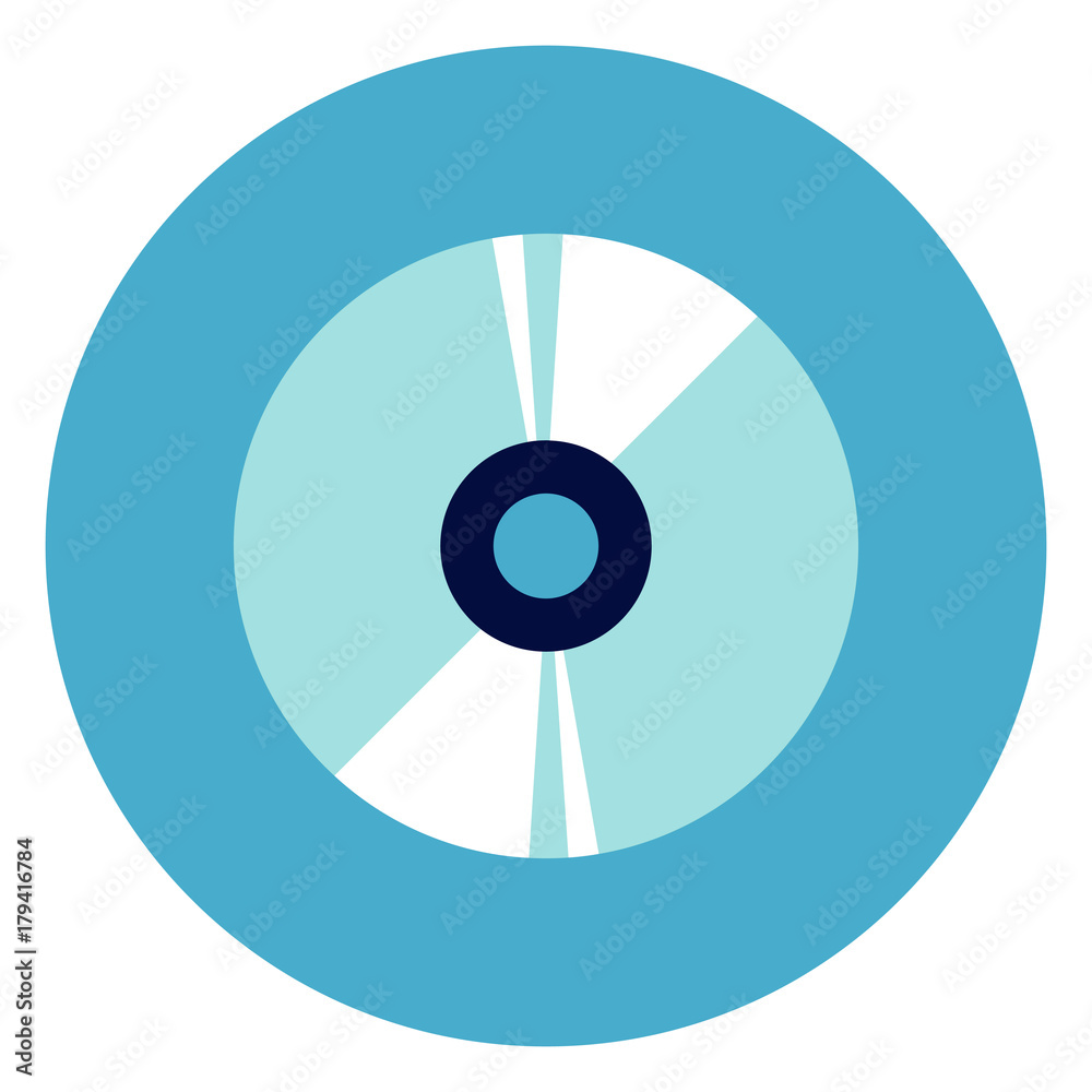 Cd Disc Icon On Round Blue Background Flat Vector Illustration Cd Disc Icon On Round Blue Background Flat Vector Illustration