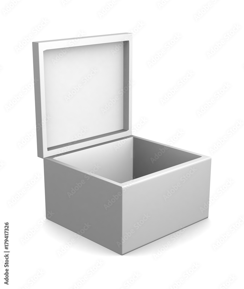Realistic white box isolated on white background. 3d illustration Realistic white box isolated on white background. 3d illustration