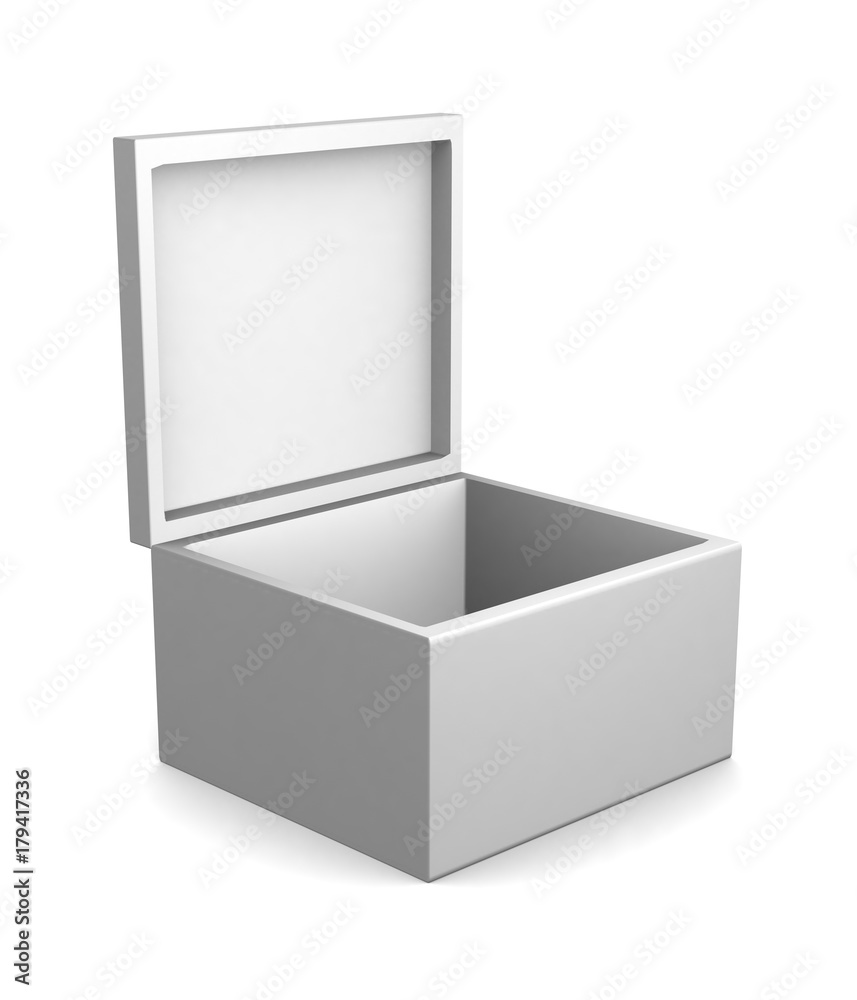 Realistic white box isolated on white background. 3d illustration Realistic white box isolated on white background. 3d illustration