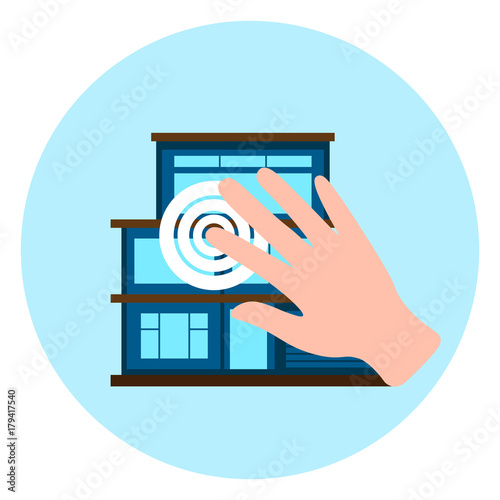 Hand Touch Smart House Icon Modern Home