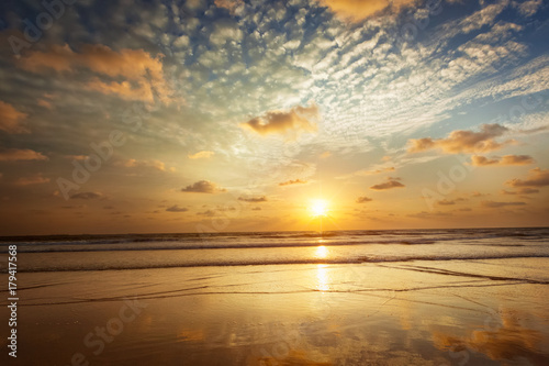 Fototapeta Naklejka Na Ścianę i Meble -  Sunset on Baga beach. Goa