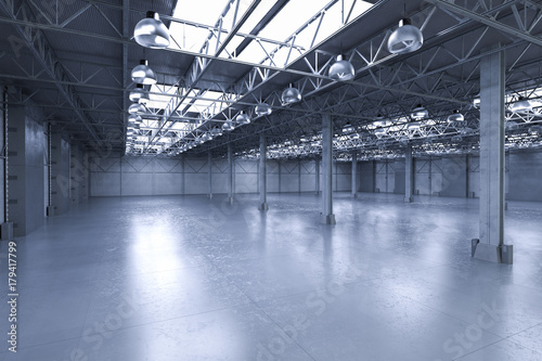 empty factory with lamps