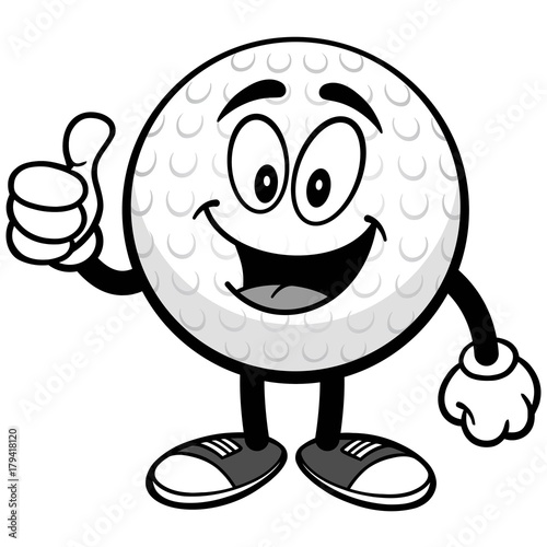Golf Ball with Thumbs Up Illustration