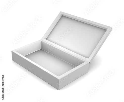 Realistic white box isolated on white background. 3d illustration