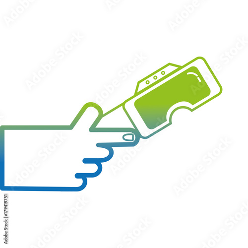 silhouette hand with 3d glasses technology equipment