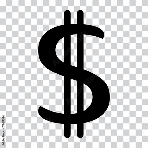 Dollar sign. USD currency symbol. Money label. Black icon on transparent background. Vector illustration