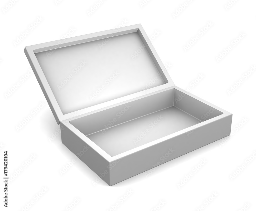 Realistic white box isolated on white background. 3d illustration Realistic white box isolated on white background. 3d illustration