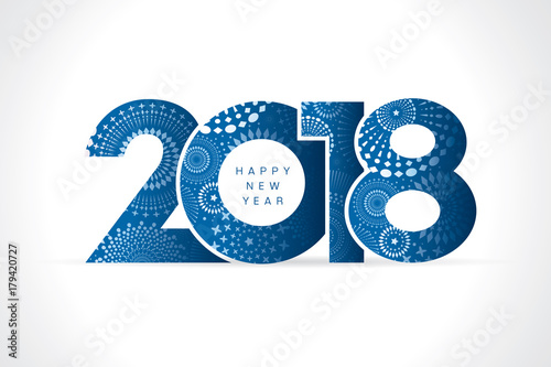 Vector illustration of  fireworks. Happy new year 2018 theme