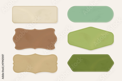 natural label and organic label green color and paper kraft. vintage banner and badges design.