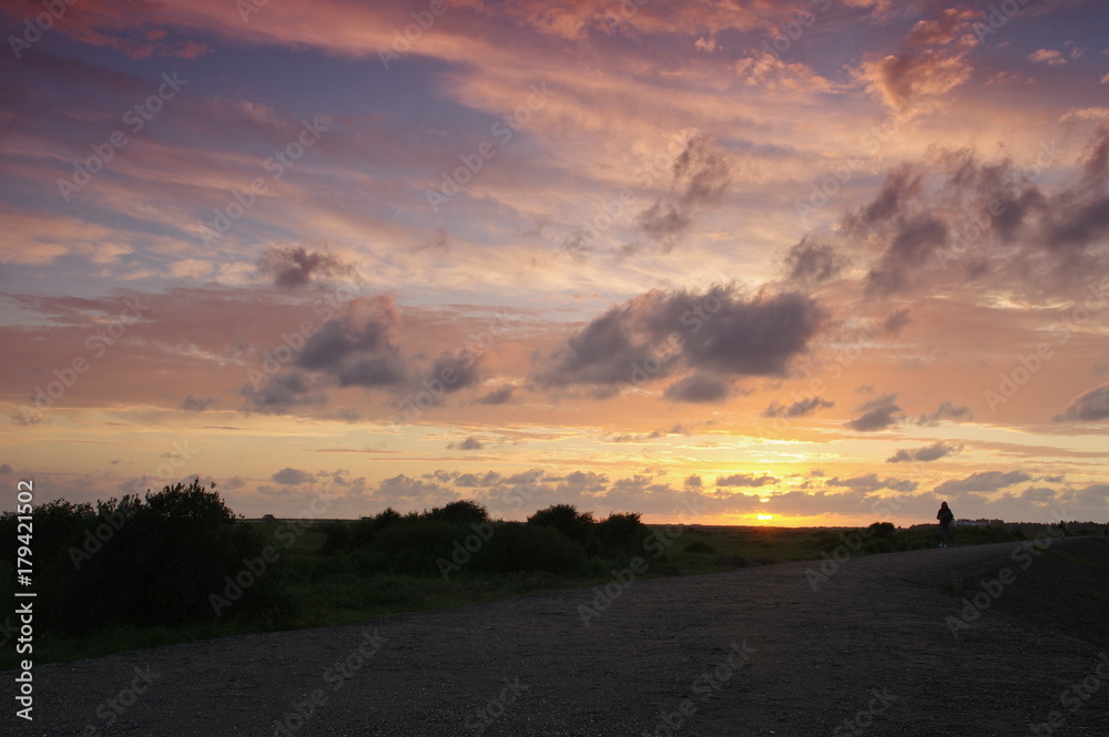 Beautiful landscape with sunset in St. Peter-Ording Beautiful landscape with sunset in St. Peter-Ording