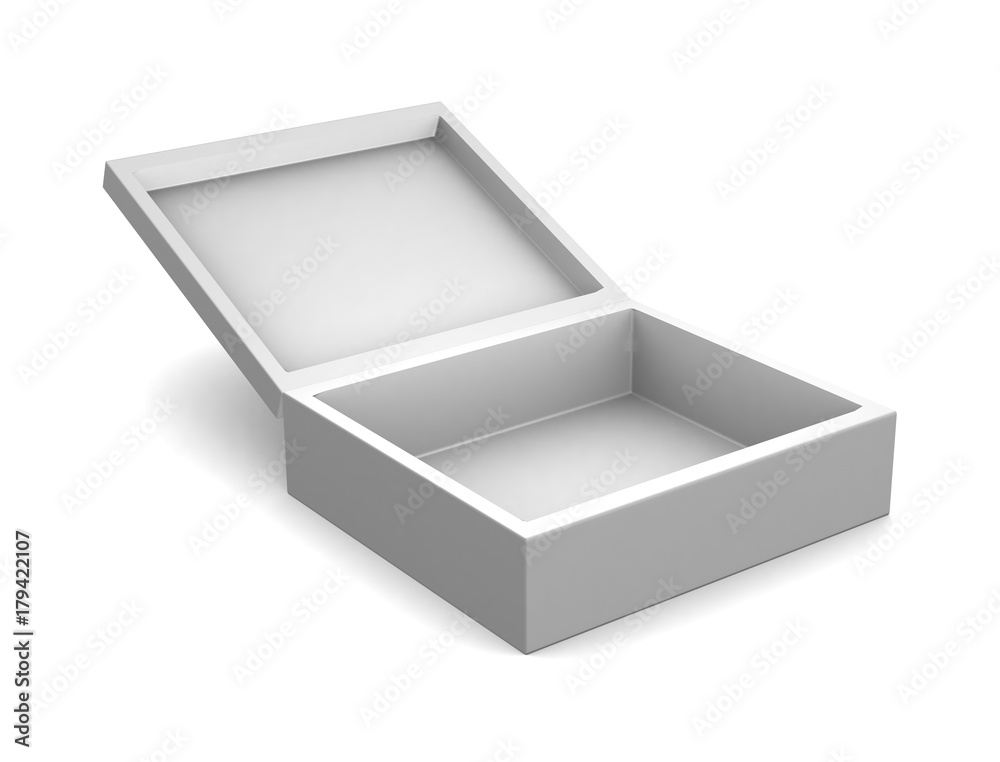 Realistic white box isolated on white background. 3d illustration Realistic white box isolated on white background. 3d illustration
