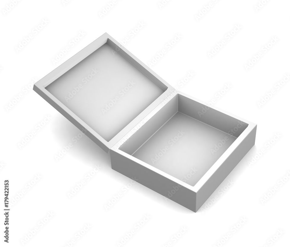 Realistic white box isolated on white background. 3d illustration Realistic white box isolated on white background. 3d illustration