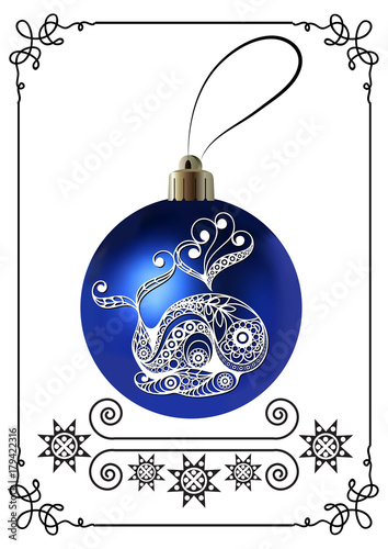 Graphic illustration with Christmas decoration 36