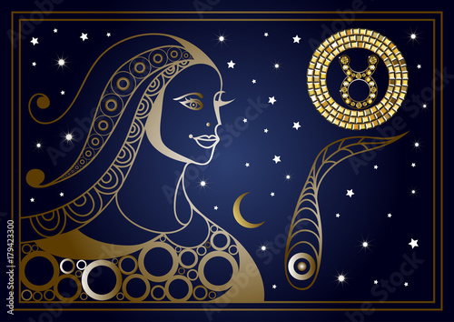 Decorative woman with the sign of the zodiac 7
