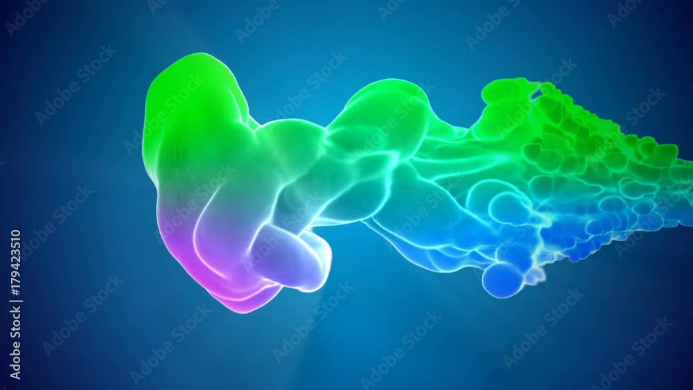 Animation of multicolor 3d flow of ink inject in water in slow motion on blue background. Cold colors of ink are rainbow gradient with backlit. Use as ink effects on luma matte as alpha channel. V11 Animation of multicolor 3d flow of ink inject in water in slow motion on blue background. Cold colors of ink are rainbow gradient with backlit. Use as ink effects on luma matte as alpha channel. V11