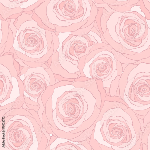 pink roses seamless vector pattern