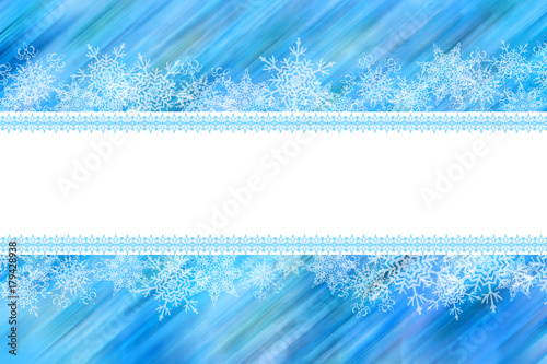 Blue Christmas background with white snowflakes.Template for greeting card.Space for text