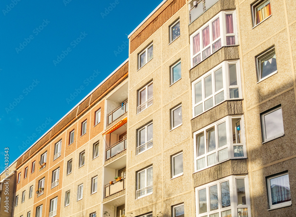 brown gdr plattenbau building at friedrichshain