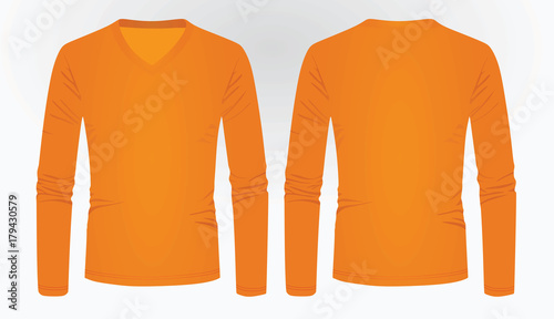 Orange long sleeve t shirt. vector illustration