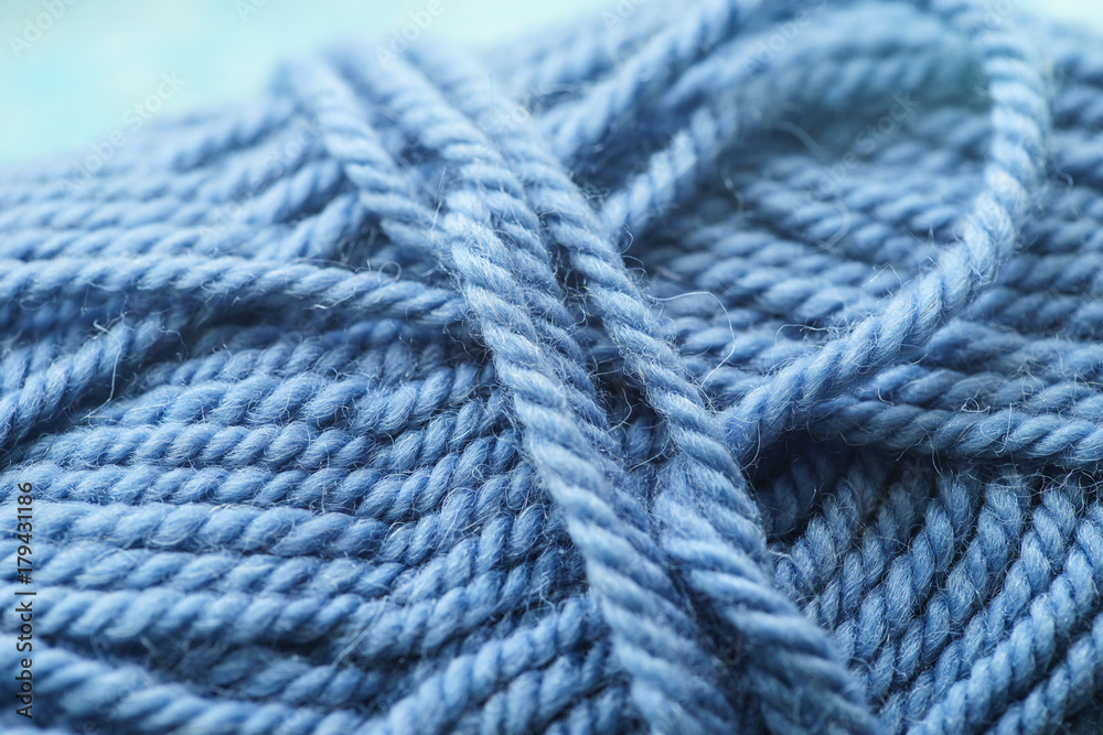 Wool yarns for knitting. Close-up.