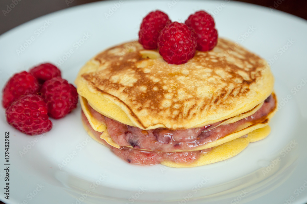 pancakes with raspberries pancakes with raspberries