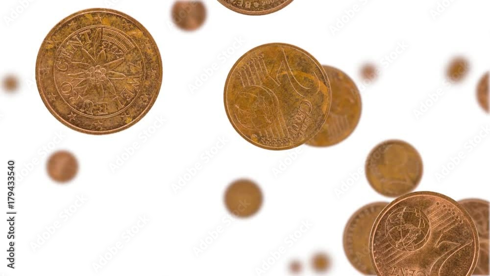 2 Euro Cent coins falling down on white background (45 degrees, not loopable) 2 Euro Cent coins falling down on white background (45 degrees, not loopable)