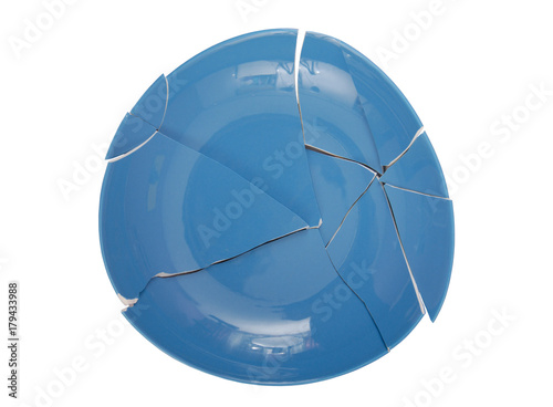 Canvastavla blue broken plate, simbol of crisis, splinters of dish, splinters of plate