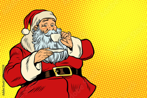 Santa Claus drinking tea or coffee