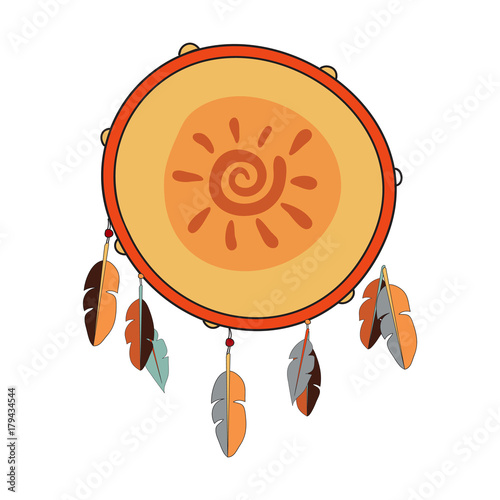 Indian tambourine With Sun