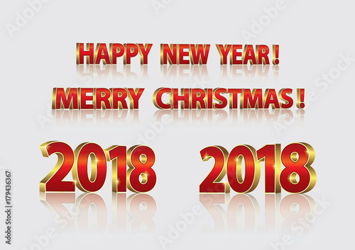 New Year. Date 2018 on a light background in 3d format