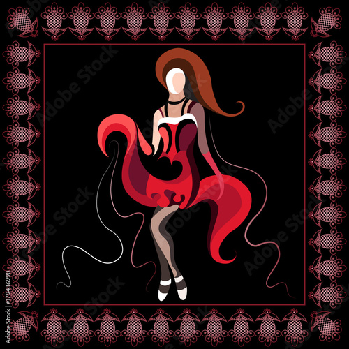 Fototapeta Graphical illustration with the cabaret dancer 2