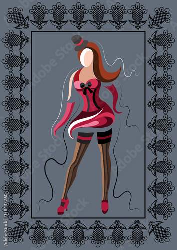 Fotografie Graphical illustration with the cabaret dancer 17
