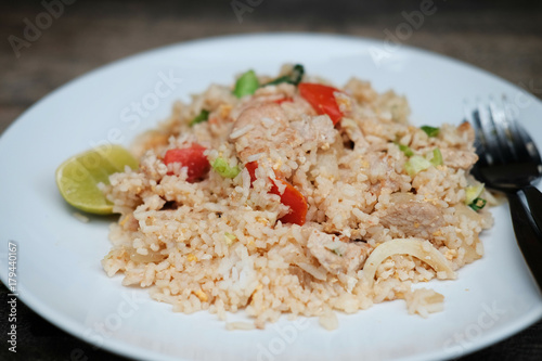 Fried rice with pork and, Thai food