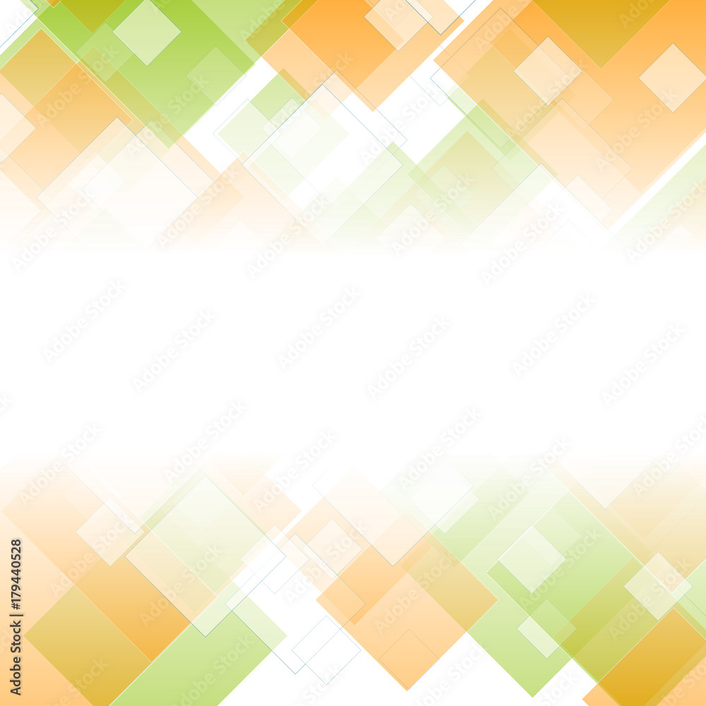 Hi-tech geometric background with green and orange squares Hi-tech geometric background with green and orange squares