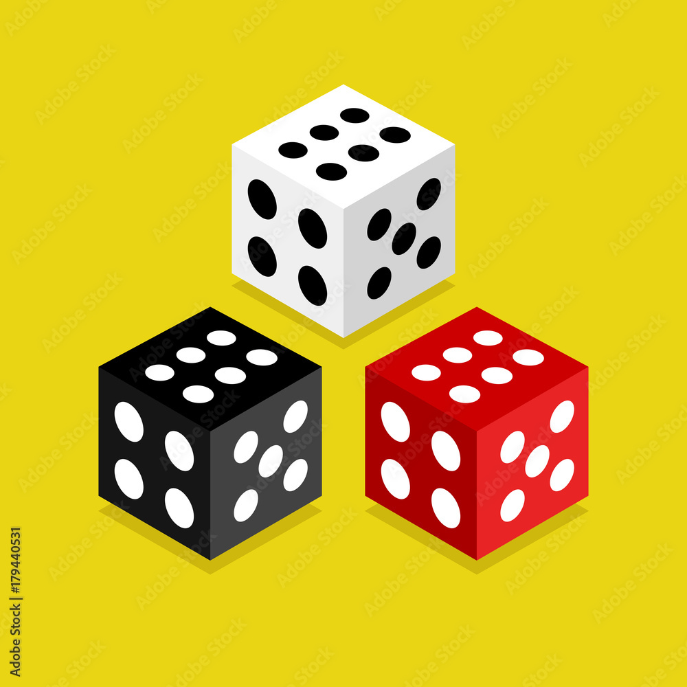 set of three isometric dices icon, Isometric vector illustration. set of three isometric dices icon, Isometric vector illustration.