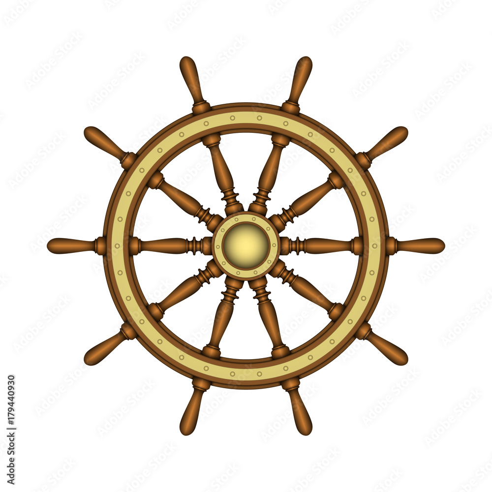emblem of ship wheel on a white background