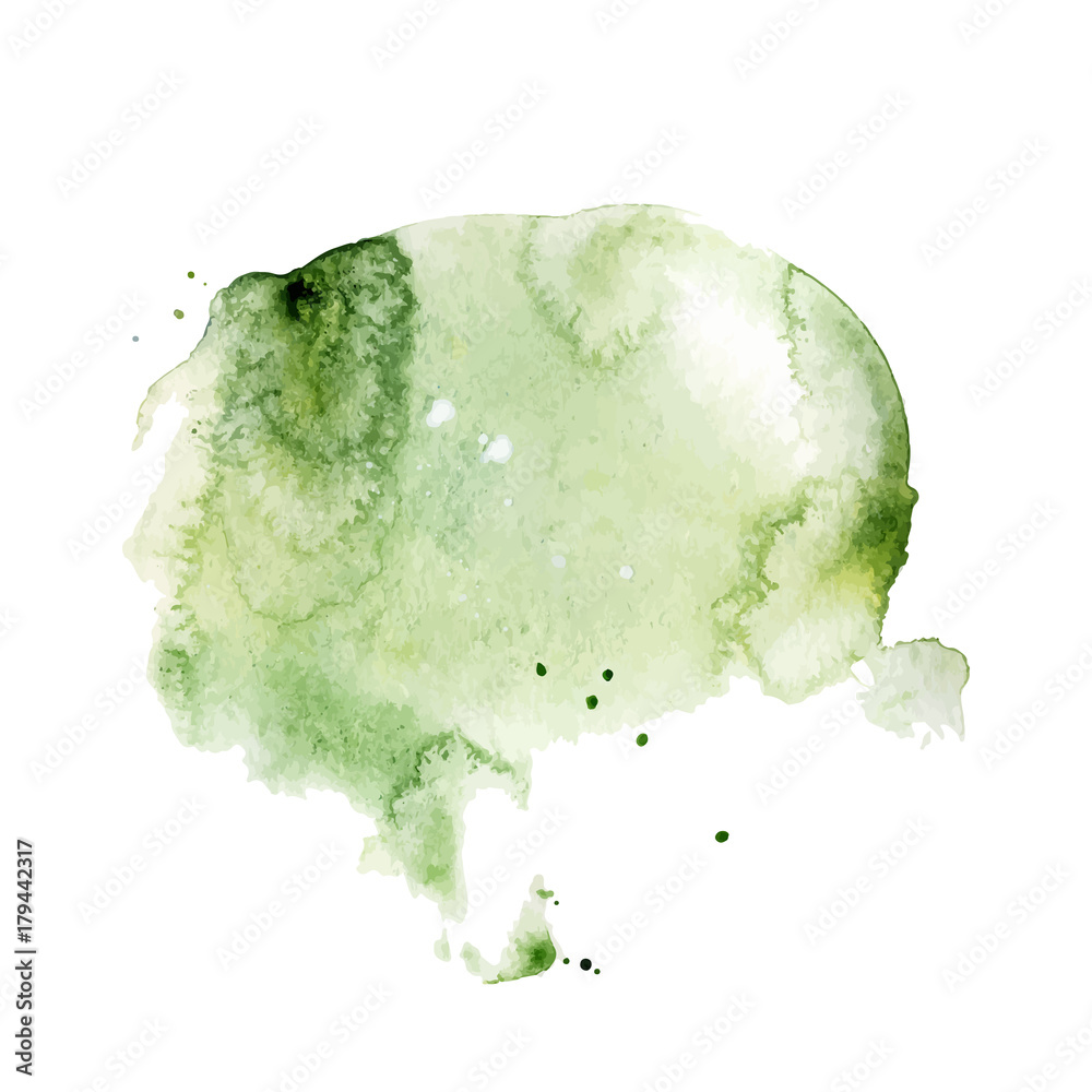 Fototapeta premium Green Watercolor splash, spot, dot and stripe isolated on white background. 