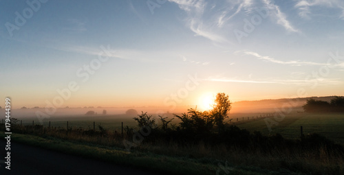 sunrise over a field in denmark photographed from the highway © alessandro