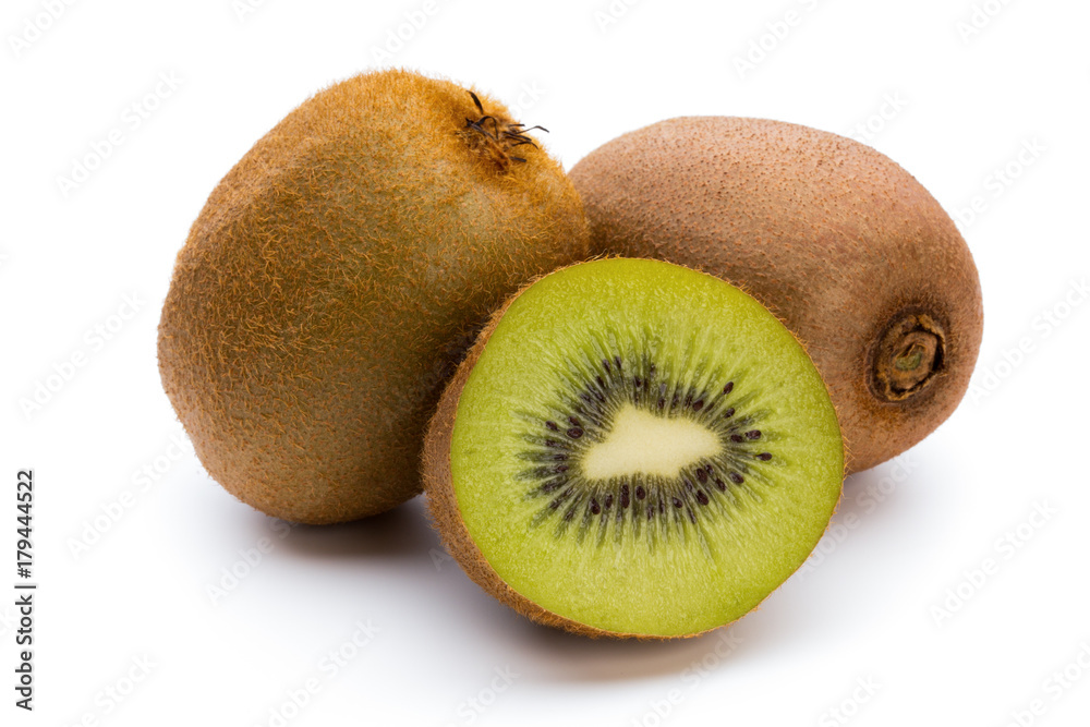 Kiwi fruit and sliced isolated on white background. Kiwi fruit and sliced isolated on white background.